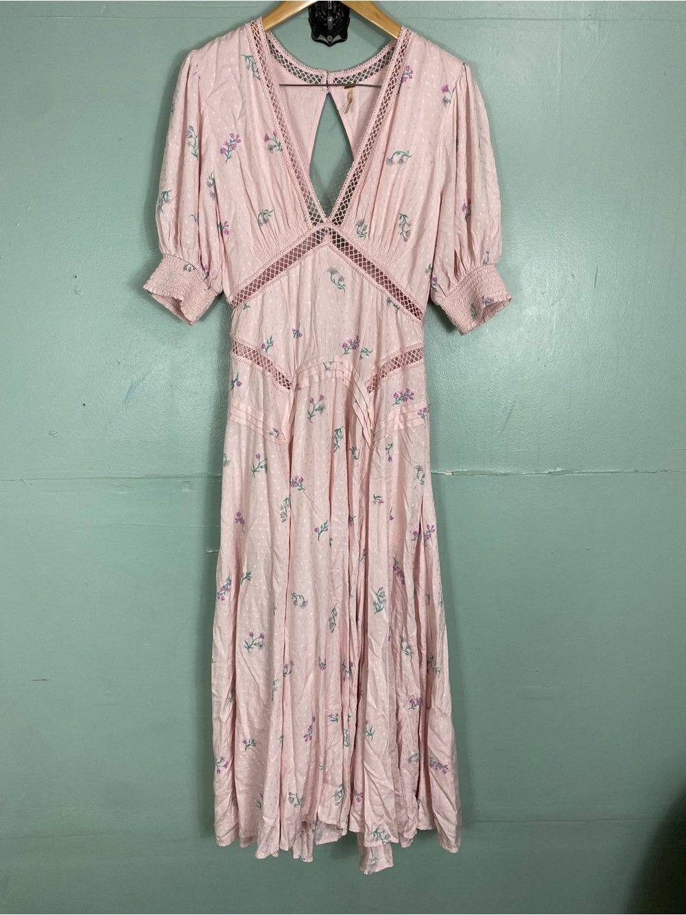 Free People Still In Love Maxi Dress Pink Floral Size 8 - Picture 2 of 6